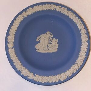Vintage Wedge Wood Made In England Blue Glass Plate